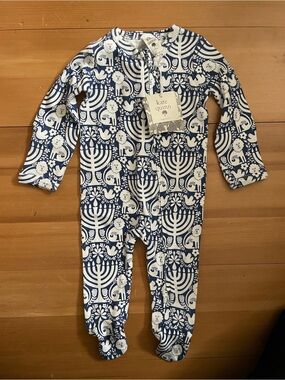 kate quinn Blue and White Menorah & Lion Footed One-Piece Hanukkah Theme